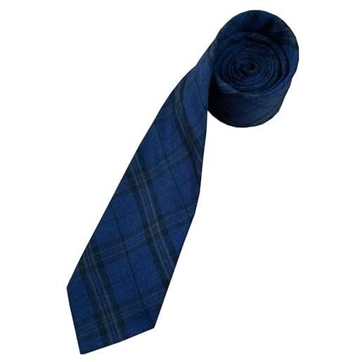 Great British Tie Club cravatta da uomo in lana scozzese blu scuro e marrone, blu scuro, marrone, nero, taglia unica