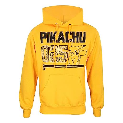 Pokemon felpa con cappuccio unisex picachu line art giallo