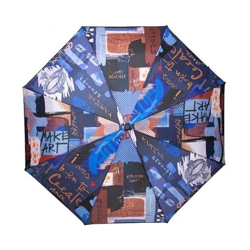 Anekke | ombrello pieghevole apertura chiusura automatica collezione contemporanea | ombrello tascabile da donna design originale con motivo | multicolore, blu, 98 x 56 cm