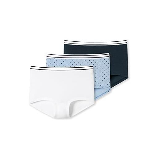 Schiesser confezione da 3 pantaloncini intimo, blu e bianco stampato, 152 cm bambine e ragazze
