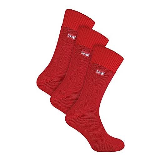 THMO - 3 paia multipack uomo invernali termiche calze in pile (39-45, rosso)