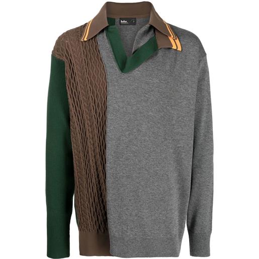 Kolor maglione con design patchwork - grigio