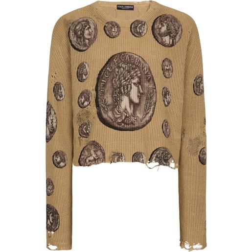 Dolce & Gabbana maglione crop con effetto vissuto - toni neutri