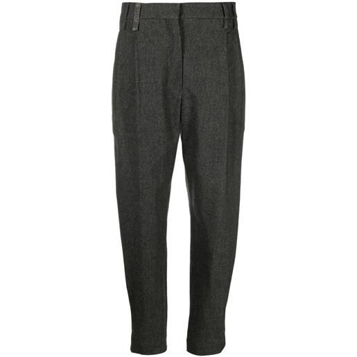 Brunello Cucinelli pantaloni affusolati con decorazione monili - grigio