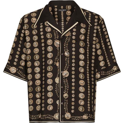 Dolce & Gabbana camicia con stampa monete - nero