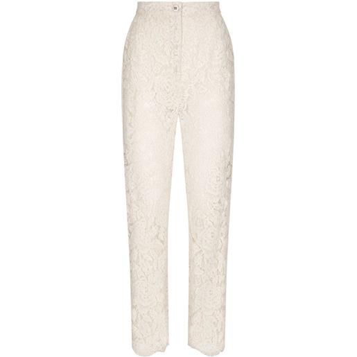 Dolce & Gabbana pantaloni in pizzo a fiori - bianco
