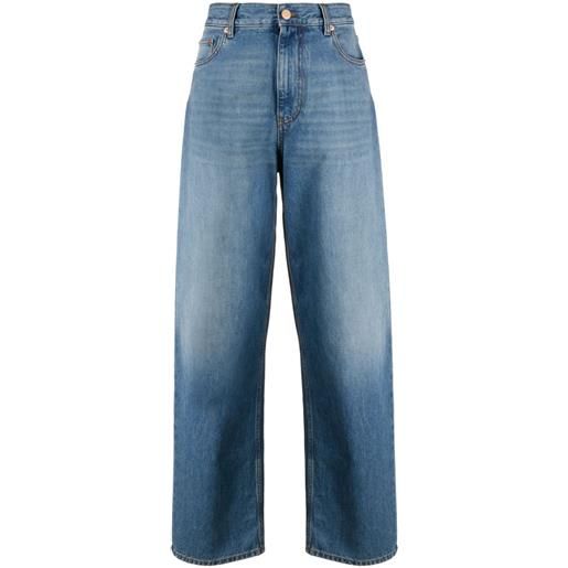 Valentino Garavani jeans a gamba ampia con placca logo - blu