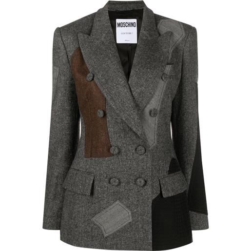 Moschino blazer doppiopetto con design patchwork - grigio