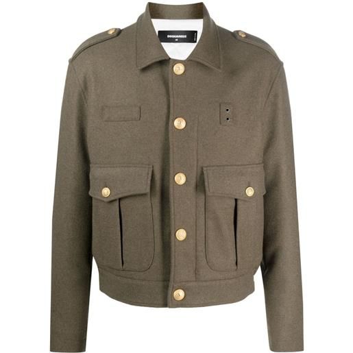 Dsquared2 giacca militare con spalline - verde