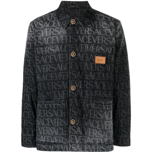 Versace giacca denim con stampa - nero