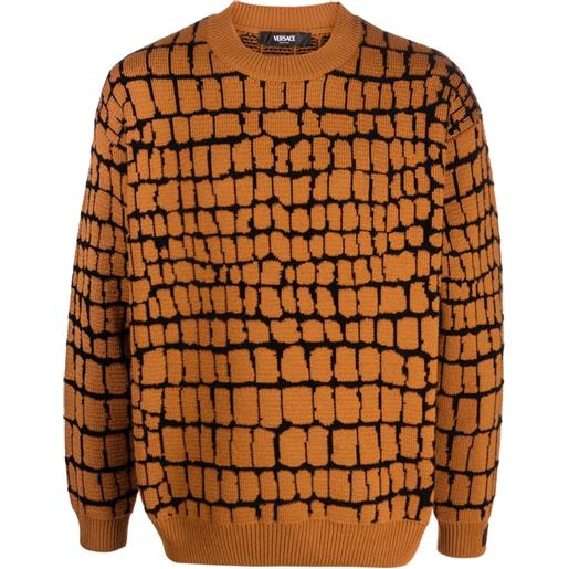 Versace maglione con effetto coccodrillo - marrone