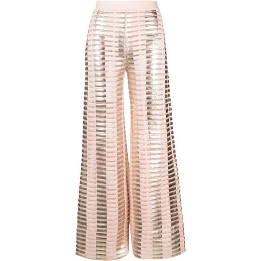 Genny pantaloni svasati con effetto metallizzato - rosa