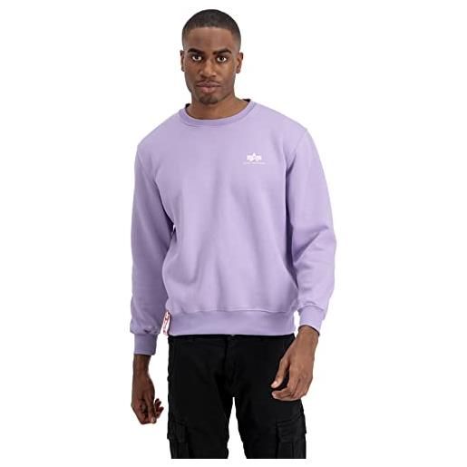 Alpha industries basic sweater felpa con logo piccolo da uomo pale violet