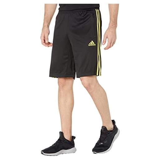 adidas pantaloncini da uomo a 3 strisce disegnati 2 move, nero/giallo impatto, xl