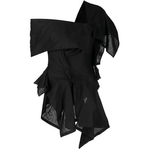 Yohji Yamamoto blusa smanicata asimmetrica - nero