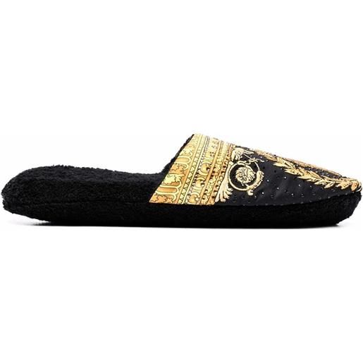 Versace slippers barocco con stampa - nero