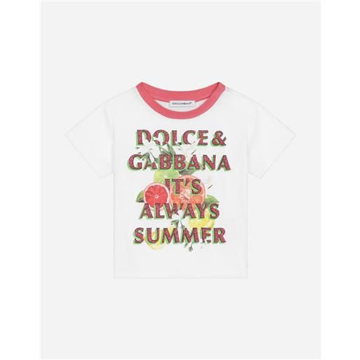 Dolce & Gabbana t-shirt in jersey stampa arance e limoni e logo dolce&gabbana