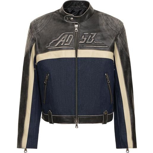 ANDERSSON BELL giacca 24 racing in pelle e denim