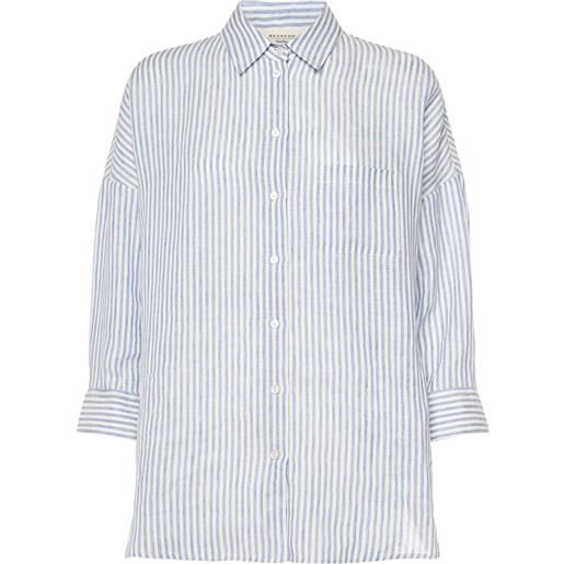 WEEKEND MAX MARA arduino striped linen 3/4 sleeve shirt