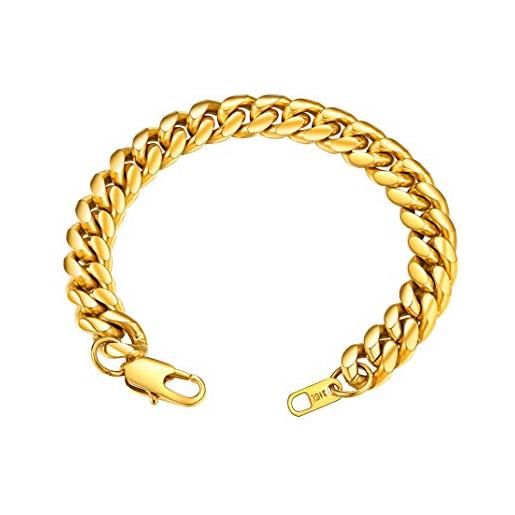 GOLDCHIC JEWELRY oro cubano braccialetto link per gli uomini, 10mm miami curb catena braccialetto hip hop gioielli per hip hop rapper