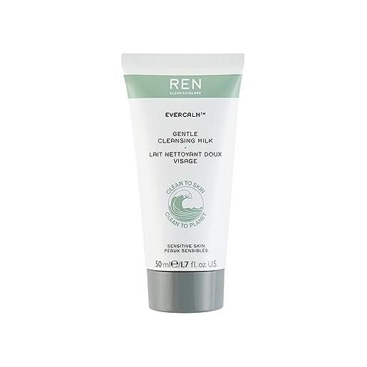 REN Clean Skincare evercalm™ latte detergente delicato, detergente viso per pelli sensibili, taglia 50 ml