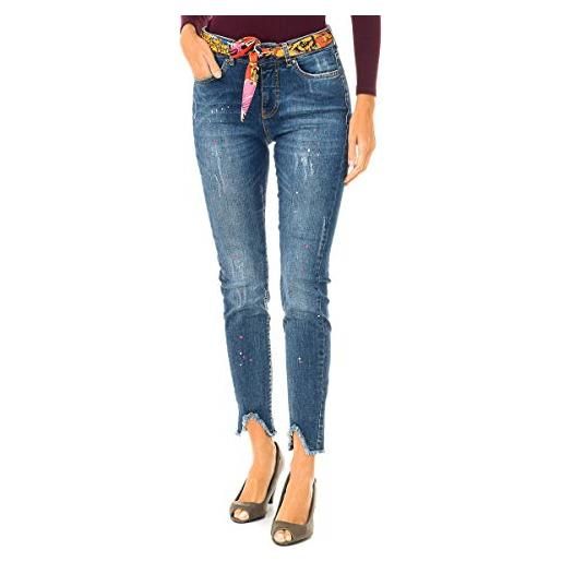 Desigual rainbow jeans skinny, blu (denim dark blue 5008), no aplica (taglia produttore: 32) donna