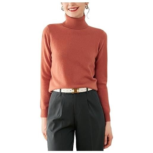 E-girl maglione da donna 95% cashmere a collo alto, a maniche lunghe, in lana di cashmere, tinta unita, rilassato, rms3301, grigio. , 46