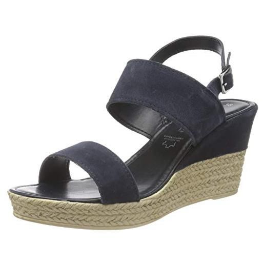 MARCO TOZZI 2-2-28015-26 sandalo con zeppa in pelle scamosciata, donna, blu navy, 41 eu