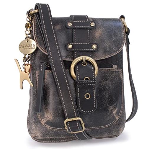 Catwalk Collection Handbags - vera pelle - piccolo borsa a tracolla/borse a mano/messenger/borsetta donna - per i. Phone - jolene - verde