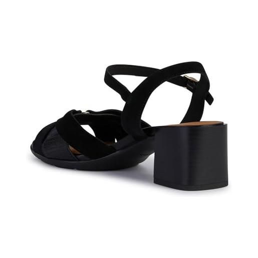 Geox d new marykarmen b, sandalo con tacco, nero, 40 eu