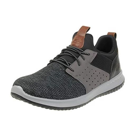 Skechers delson- camben, sneaker uomo, black gray mesh w synthetic bkgy, 50.5 eu