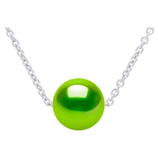 PEARLS & COLORS NATURAL FINE PEARLS pearls & colors - collana a catena con perla coltivata d'acqua dolce rotonda - qualità aaa + - argento 925 - gioiello da donna