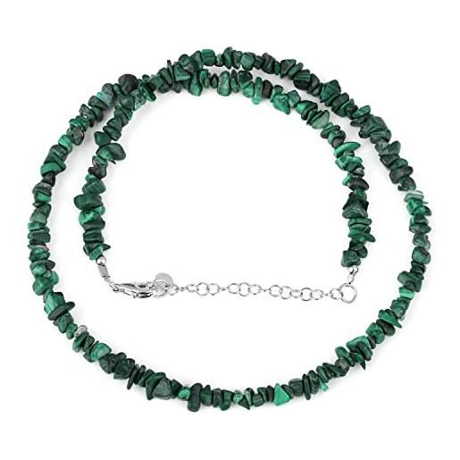 GEMSTONE COUTURE collana con perline di malachite naturale da donna, gioielli con perline di pietre preziose fatti a mano in argento sterling 925-50 cm