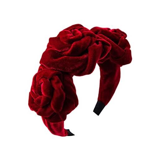 Beavorty nera depoca imbottita di fiori in velluto nero fasce di velluto per le rosa a nodo cerchietti mancare europeo e americano sciarpa