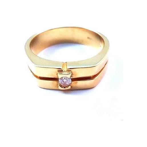 Gioielleria Bucci anello solitario da uomo in oro giallo 18 kt con zircone