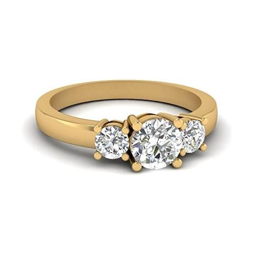 55Carat anello di fidanzamento con 3 pietre di diamanti rotondi placcato oro giallo creato zirconia cubica rotondo forma 3 anelli di fidanzamento in pietra polo impostazione taglia 47