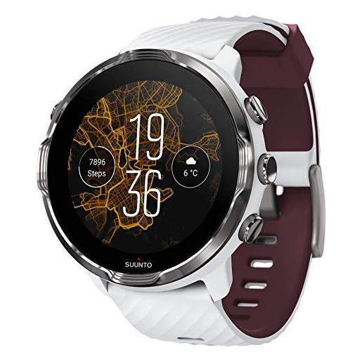 Suunto 7 versatile smartwatch con molte funzionalità e wear os by google, bianco/bordeaux