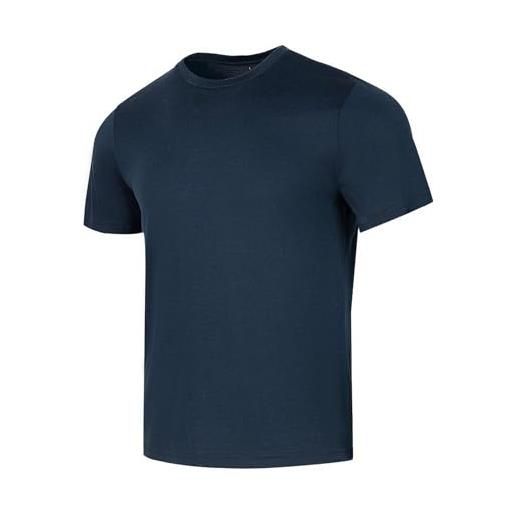 Lindoro t-shirt intimo 100% ultrafine anni '80 in lana merino per lo sport, t-shirt da uomo a maniche corte con base leggera (s, blu navy)