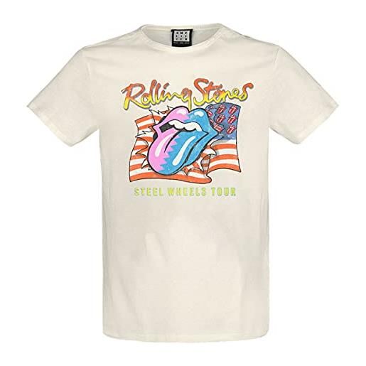 Amplified the rolling stones 'steel wheels' (naturale) t-shirt abbigliamento beige m