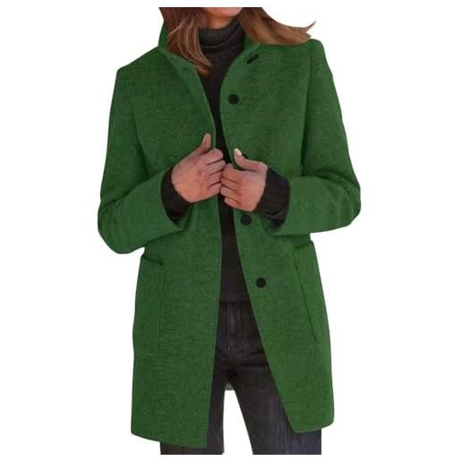 Yegirlzs cappotto donna manica lunga cappotti di lana casual moda cardigan giacca con risvolto tinta unita cappotti lungo trench autunno inverno a cachi m