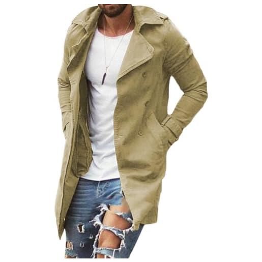nicticsi giaccone uomo cappotti cardigan trench coat parka regular fit casual elegante autunno con tasche cachi s