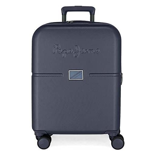 Pepe Jeans accent valigia da cabina blu 40x55x20 cm abs rigido chiusura tsa integrata 37l 3,22 kg 4 doppie ruote bagaglio a mano