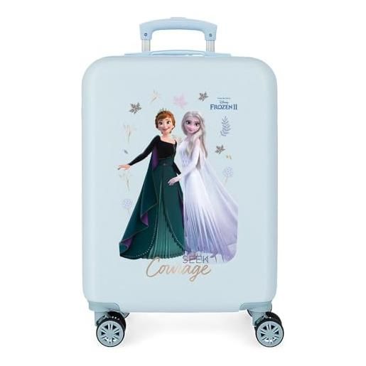 Disney frozen seek courage valigia da cabina, 38x55x20 cm, abs rigido chiusura a combinazione laterale, 34 l, 2.62 kg, 4 doppie ruote, bagaglio a mano, blu