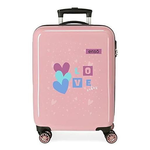 Enso love vibes valigia da cabina rosa 38 x 55 x 20 cm rigida abs chiusura a combinazione laterale 34 l 2 kg 4 ruote doppie