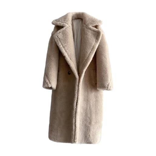 Generic giacca invernale da donna cappotto lungo in cashmere giacca spessa e calda in lana intrecciata giacca grande