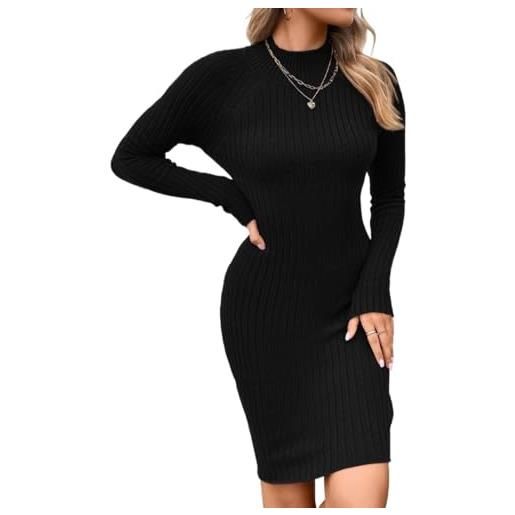 QUIONA women sweater dress mock neck raglan sleeve short sweater dress without belt slim fit elegant