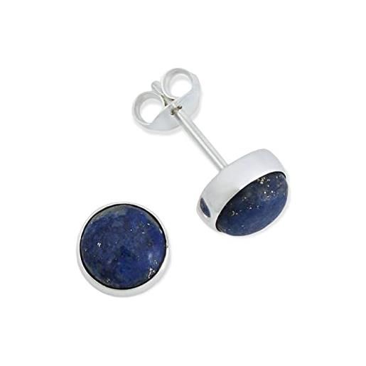 mantraroma orecchini a perno argento 925 con pietre preziose lapislazzuli pietra blu orecchini in argento sterling da donna in vero argento (mos-042-06)
