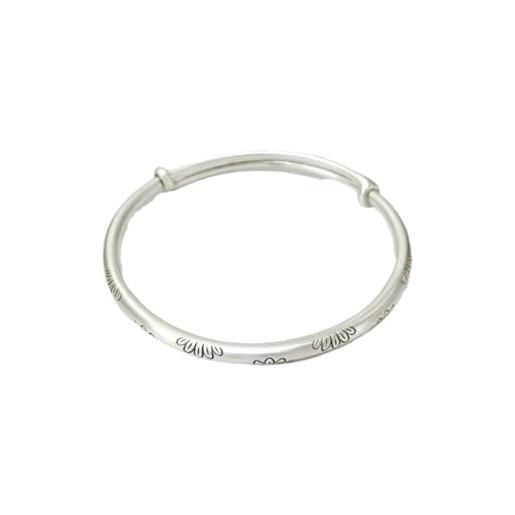 StarGems® regolabile daisy opaco lucido fatto a mano argento sterling 999 braccialetto bangle cuff per le donne cb0165