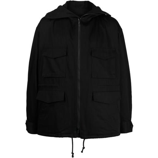 Yohji Yamamoto giacca con cappuccio - nero