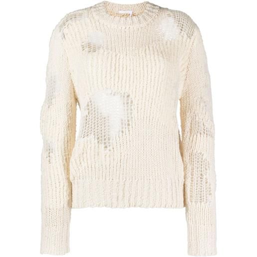 Chloé maglione generous con effetto vissuto - bianco